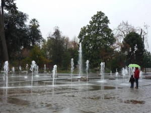 One of the many fountains in Santiago