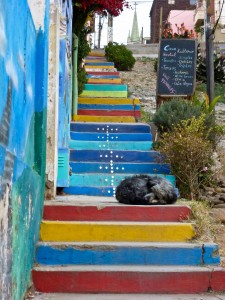 The stairs leading to our B&B